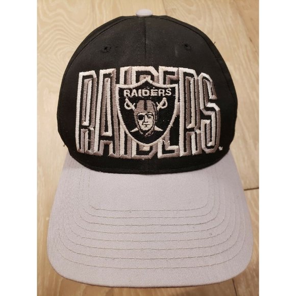 90s Los Angeles Oakland LA BIG BLOCK SCRIPT Raiders Snapback Hat AJD NFL Adult